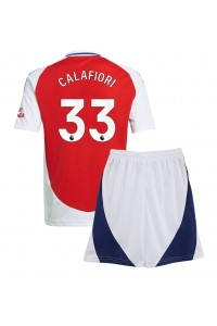 Arsenal Riccardo Calafiori #33 Jalkapallovaatteet Lasten Kotipeliasu 2024-25 Lyhythihainen (+ Lyhyet housut)